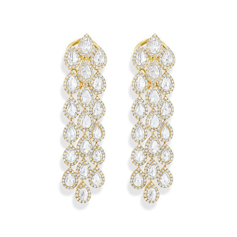 64facets rose cut diamond cascade dangle earrings in 18k gold