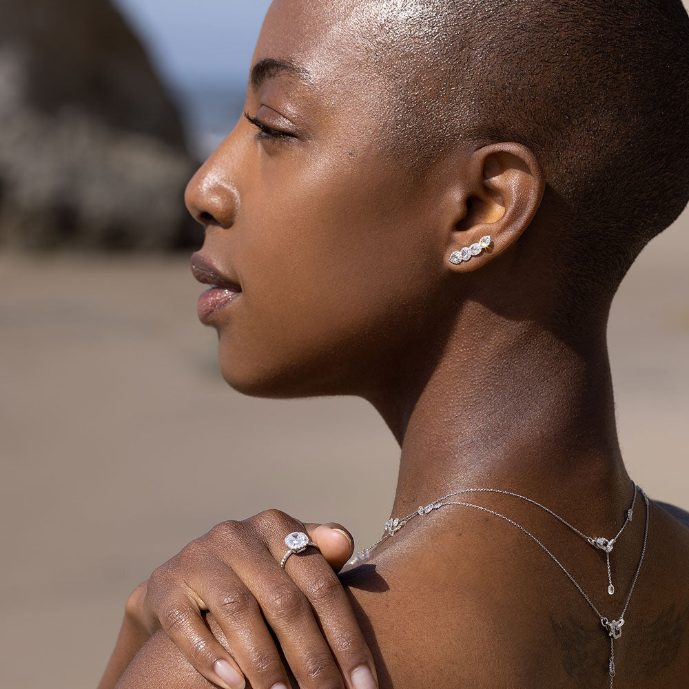 Image of 64Facets Scallop Diamond Crawler Earrings - rose cut diamonds crawl up your ear 