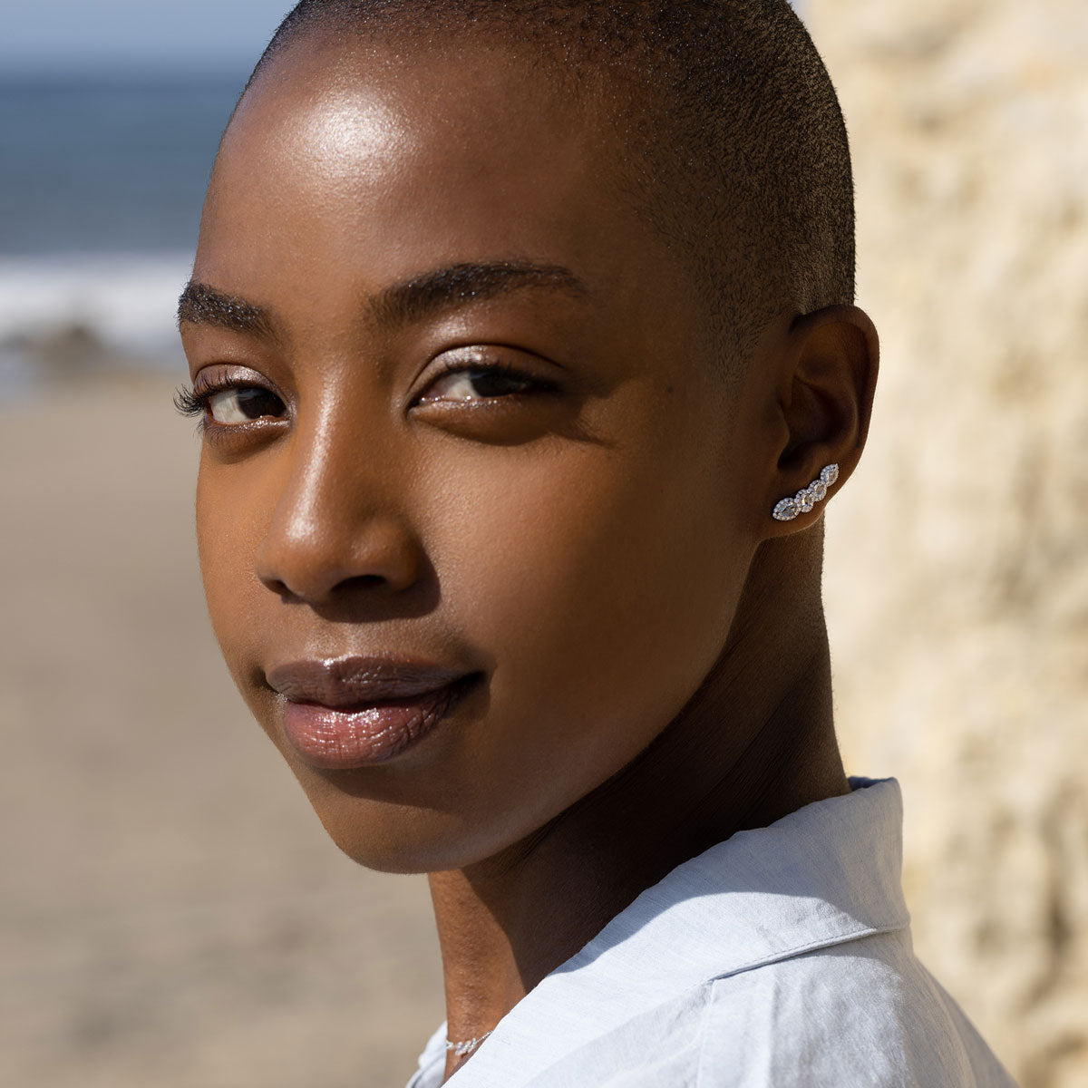 Image of 64Facets Scallop Diamond Crawler Earrings - rose cut diamonds crawl up your ear 