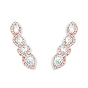 64Facets Scallop Diamond Crawler Earrings - rose cut diamonds crawl up your ear 