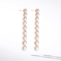 Image of 64Facets Scallop Diamond Drop Dangle Earrings. Rose Cut Diamonds Encircled with Pave Diamond Accents, Set in 18K Rose Gold. 