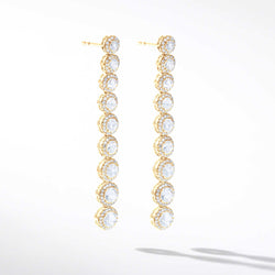 Image of 64Facets Scallop Diamond Drop Dangle Earrings. Rose Cut Diamonds Encircled with Pave Diamond Accents, Set in 18K Yellow Gold. 