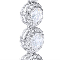 Image of 64Facets Scallop Diamond Drop Dangle Earrings. Rose Cut Diamonds Encircled with Pave Diamond Accents, Set in 18K White Gold. 