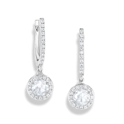 Image of 64Facets Rose Cut Diamond Drop Dangle Earrings in 18 Karat Gold