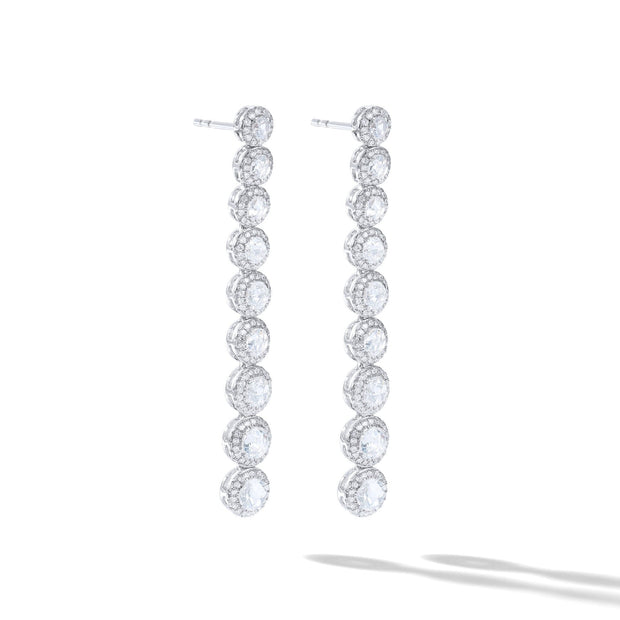 64facets white gold and rose cut diamond drop dangle earrings