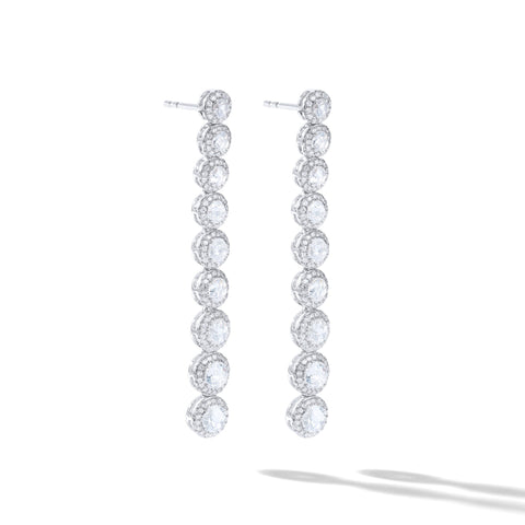 64facets white gold and rose cut diamond drop dangle earrings