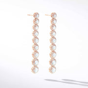 64Facets Scallop Diamond Drop Dangle Earrings. Rose Cut Diamonds Encircled with Pave Diamond Accents, Set in 18K Rose Gold. 