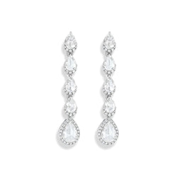 Image of 64facets rose cut pear shaped diamond droplet dangle earrings