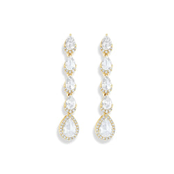 Image of 64facets rose cut pear shaped diamond droplet dangle earrings