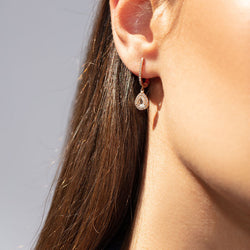 Image of 64facets rose cut diamond drop earring with pave accents set in 18k gold
