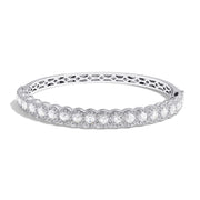 64Facets Scallop rose cut diamond bangle bracelet set in 18k white gold