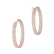 64Facets Rose Cut Scallop Diamond Hoop Earrings 
