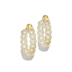 Image of 64Facets scallop rose cut diamond hoop earrings with pave diamond accents set in 18k gold