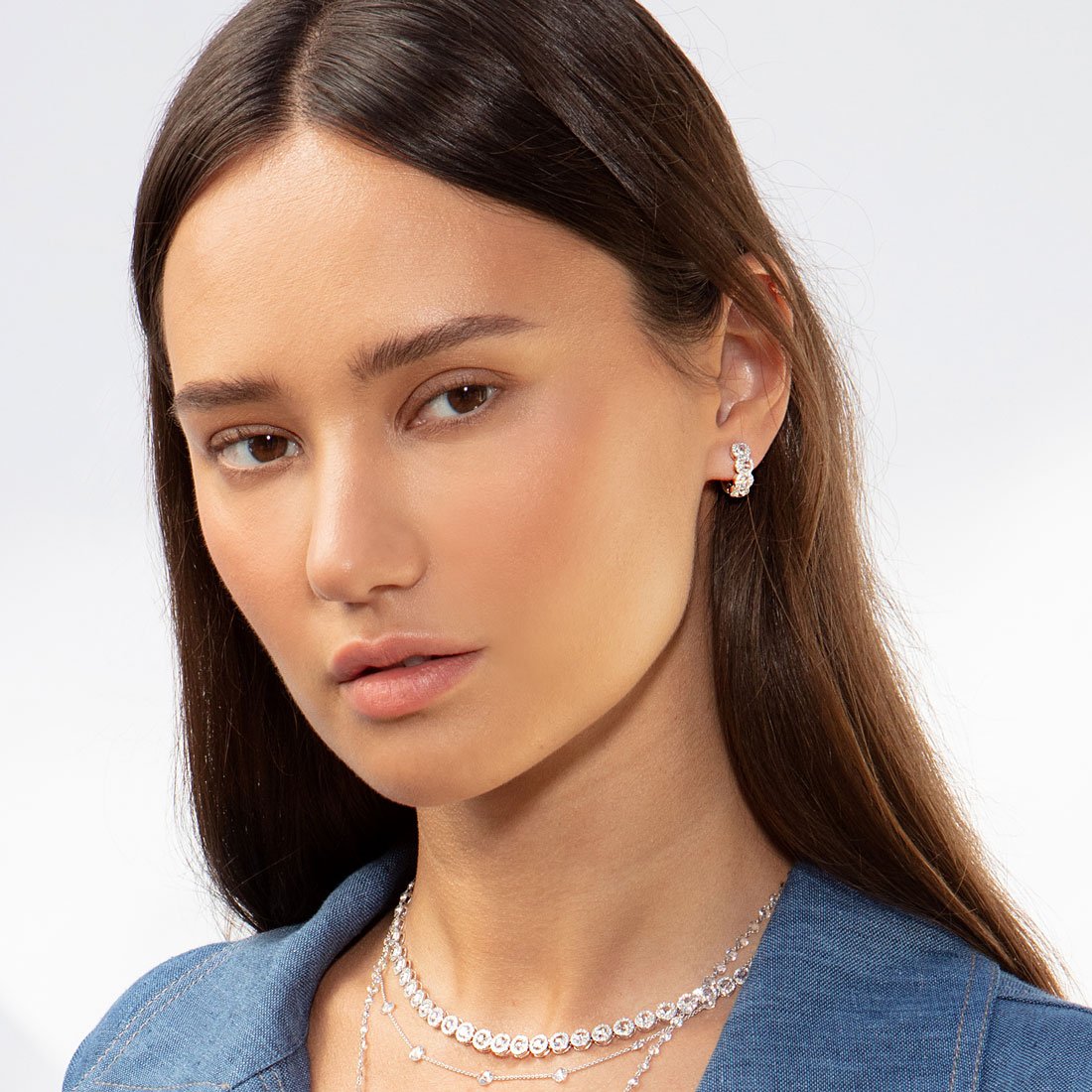 Image of 64facets diamond and white gold huggie earring