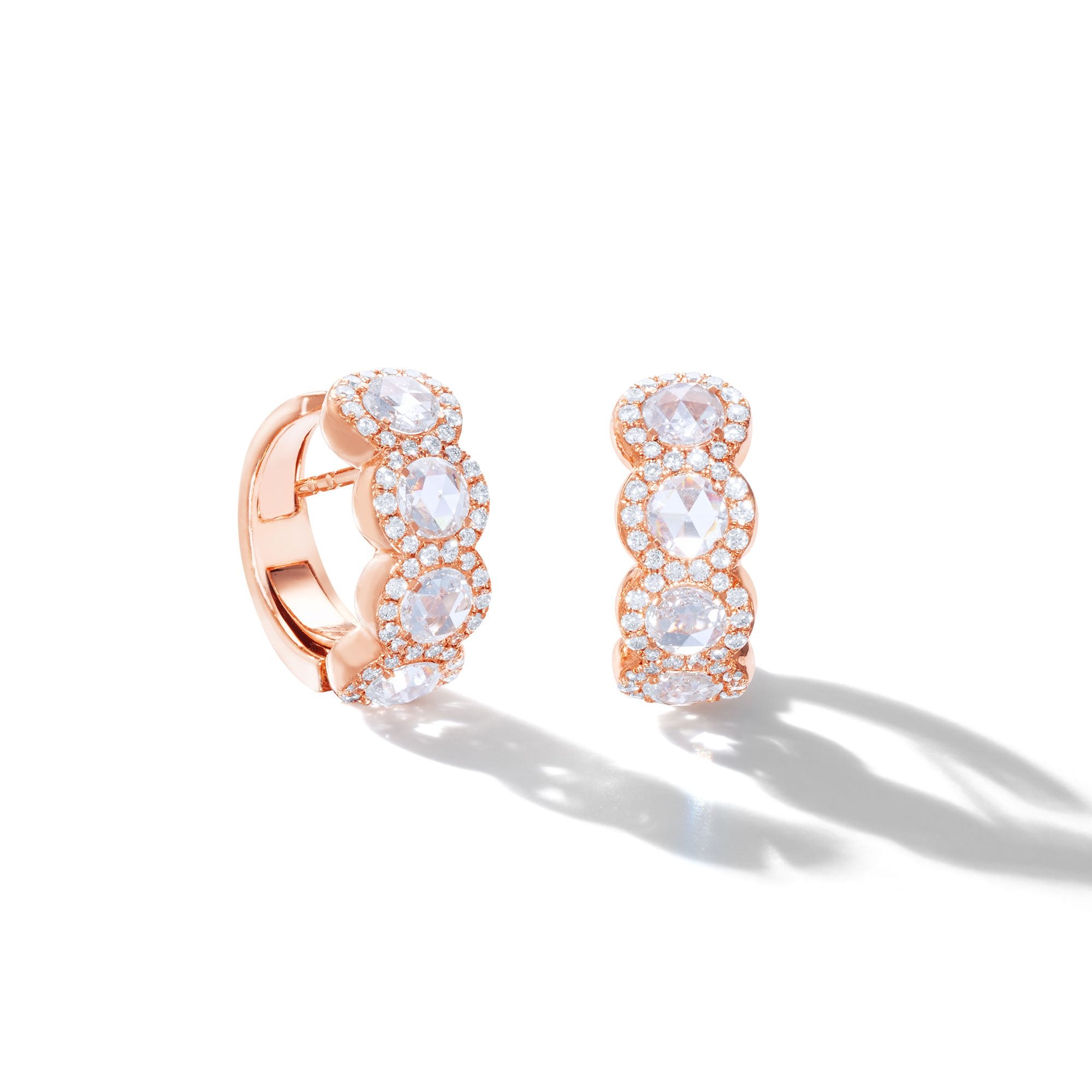 Image of 64Facets rose gold and diamond huggie earrings 