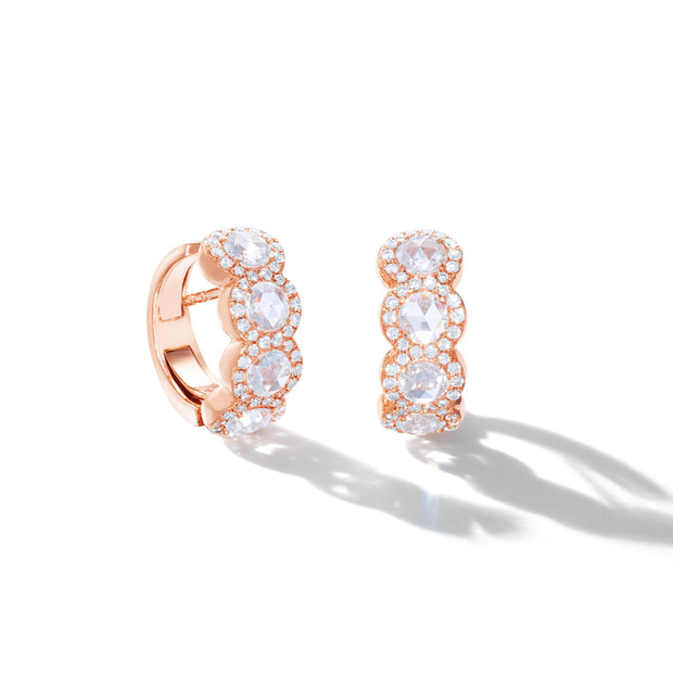 64Facets rose gold and diamond huggie earrings 