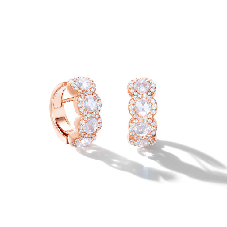 64Facets rose gold and diamond huggie earrings 
