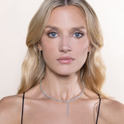 64facets diamond lariat tennis necklace set in 18k gold