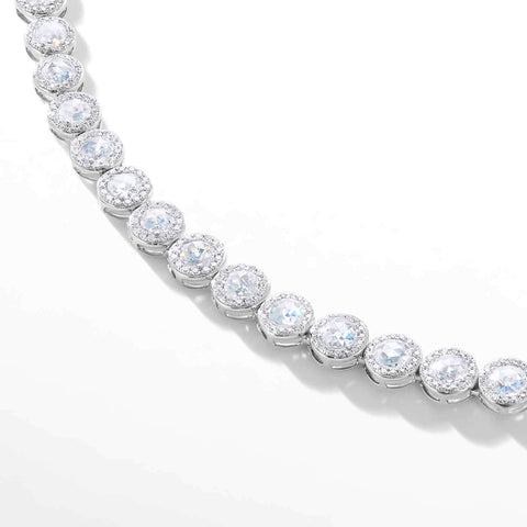 64Facets rose cut diamond tennis necklace with brilliant cut pave diamonds and 18K white gold