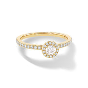 64Facets Rose Cut Diamond Solitaire Ring in 18K Yellow Gold