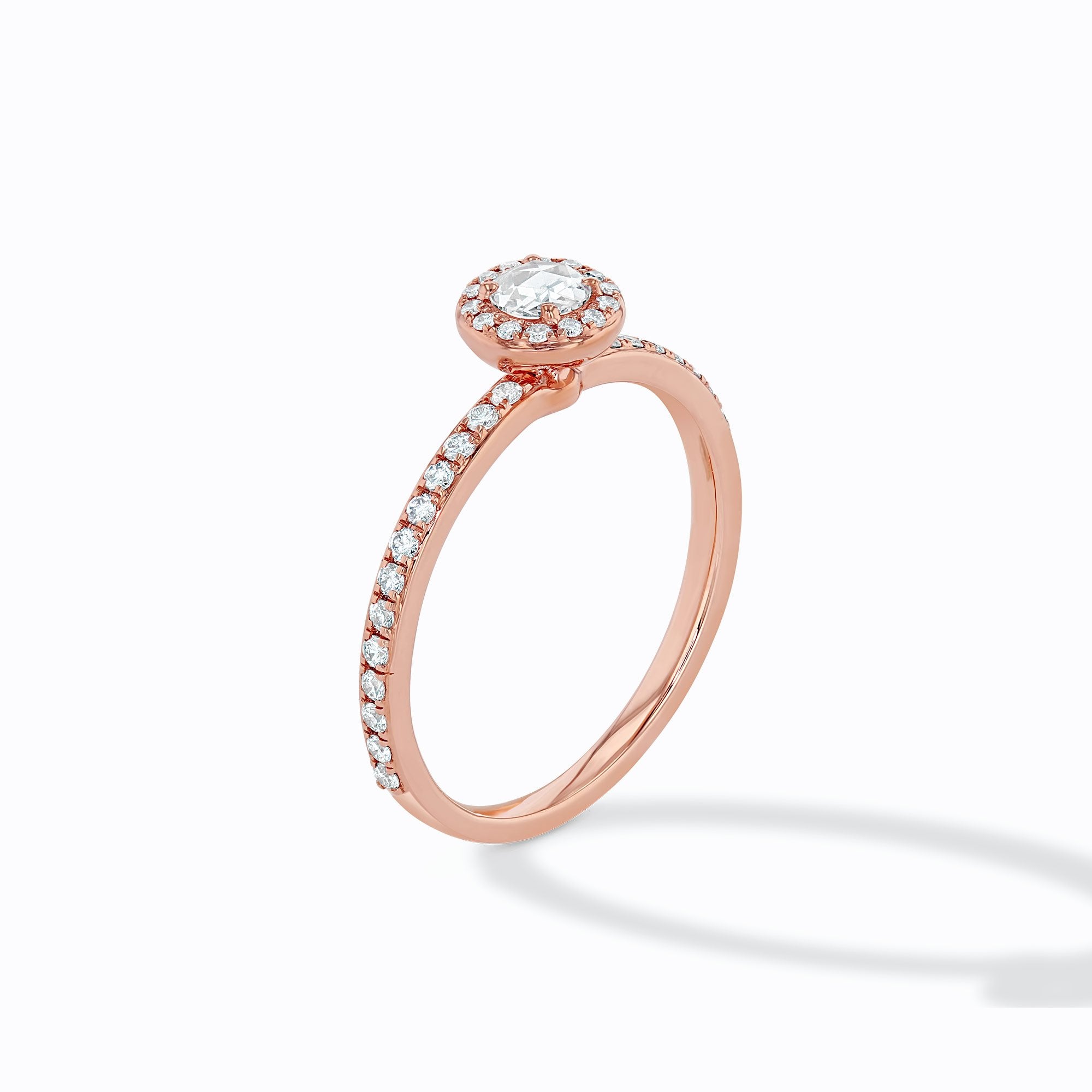 Image of 64Facets Rose Cut Diamond Solitaire Ring in 18K Rose Gold