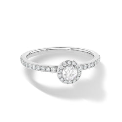 Image of 64Facets Rose Cut Diamond Solitaire Ring in 18K White Gold