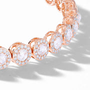 Scallop rose cut diamond tennis bracelet with small brilliant cut diamonds in a pave setting by 64Facets. 18K Rose Gold