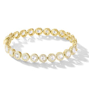 64facets rose cut diamond tennis bracelet in 18k gold with pave diamond accents