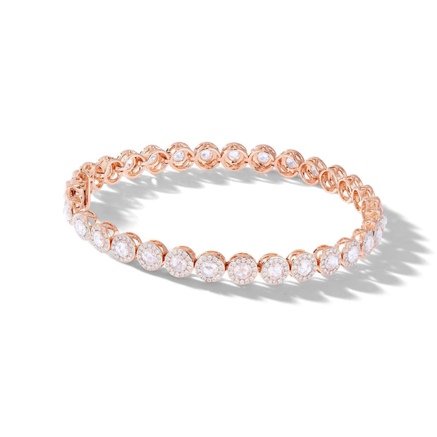 64Facets Scallop diamond tennis bracelet made with rose-cut diamonds set in 18k gold