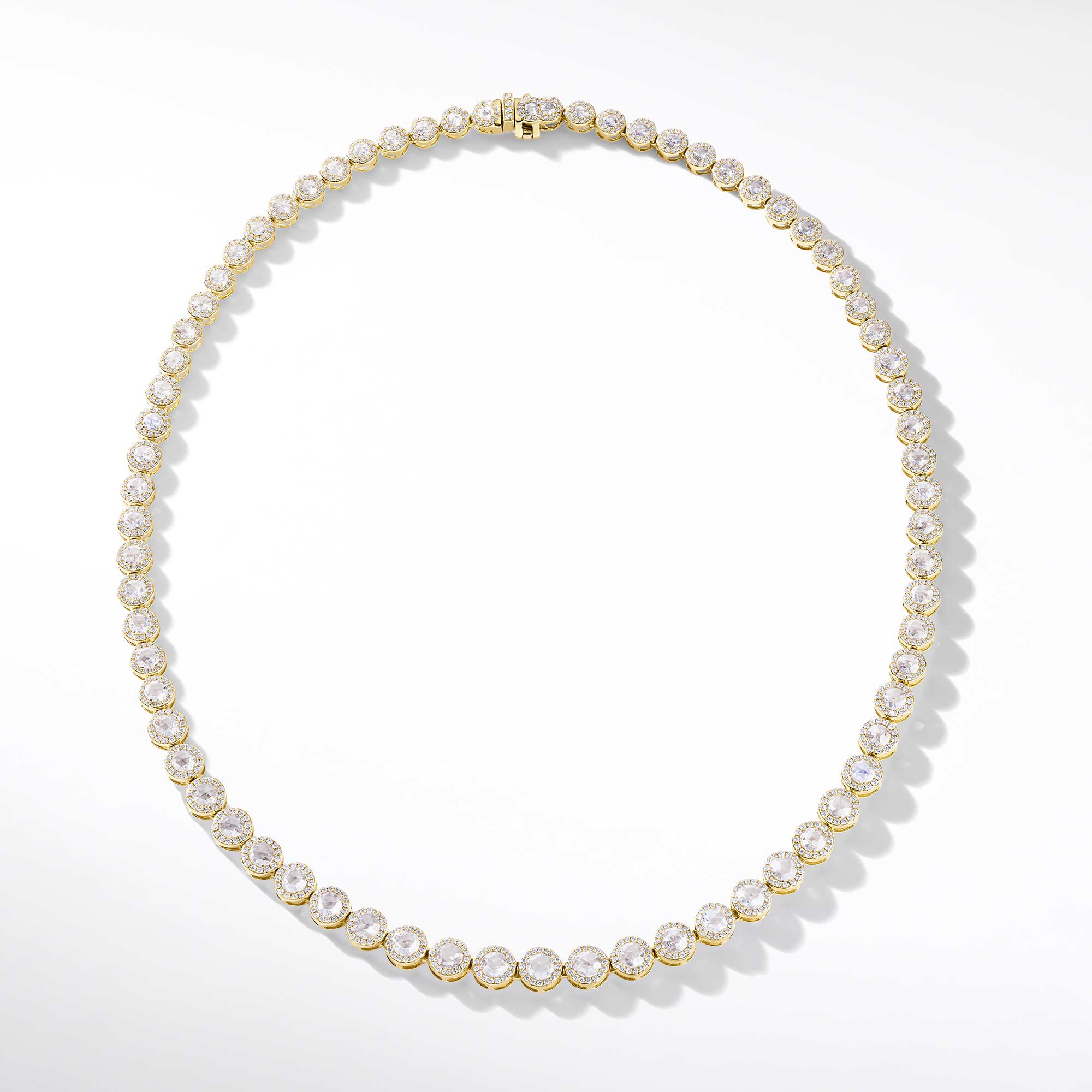Image of 64Facets Scallop Diamond Tennis Necklace in 18K Yellow Gold.