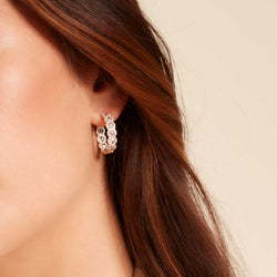 Image of 64Facets Diamond Hoop Earrings with Rose Cut Diamonds, Pave Accents and 18K Yellow Goldd
