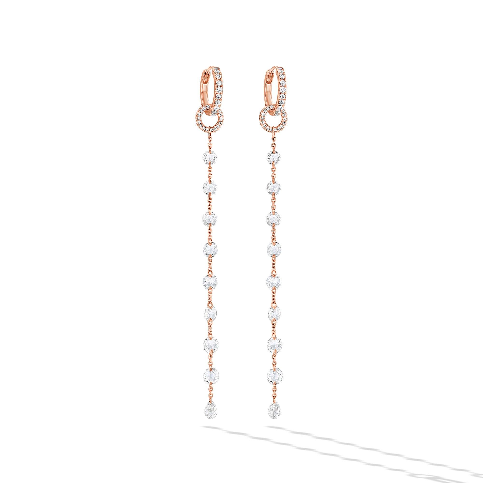 Image of 64Facets thin rose cut diamond single drop tassel earring