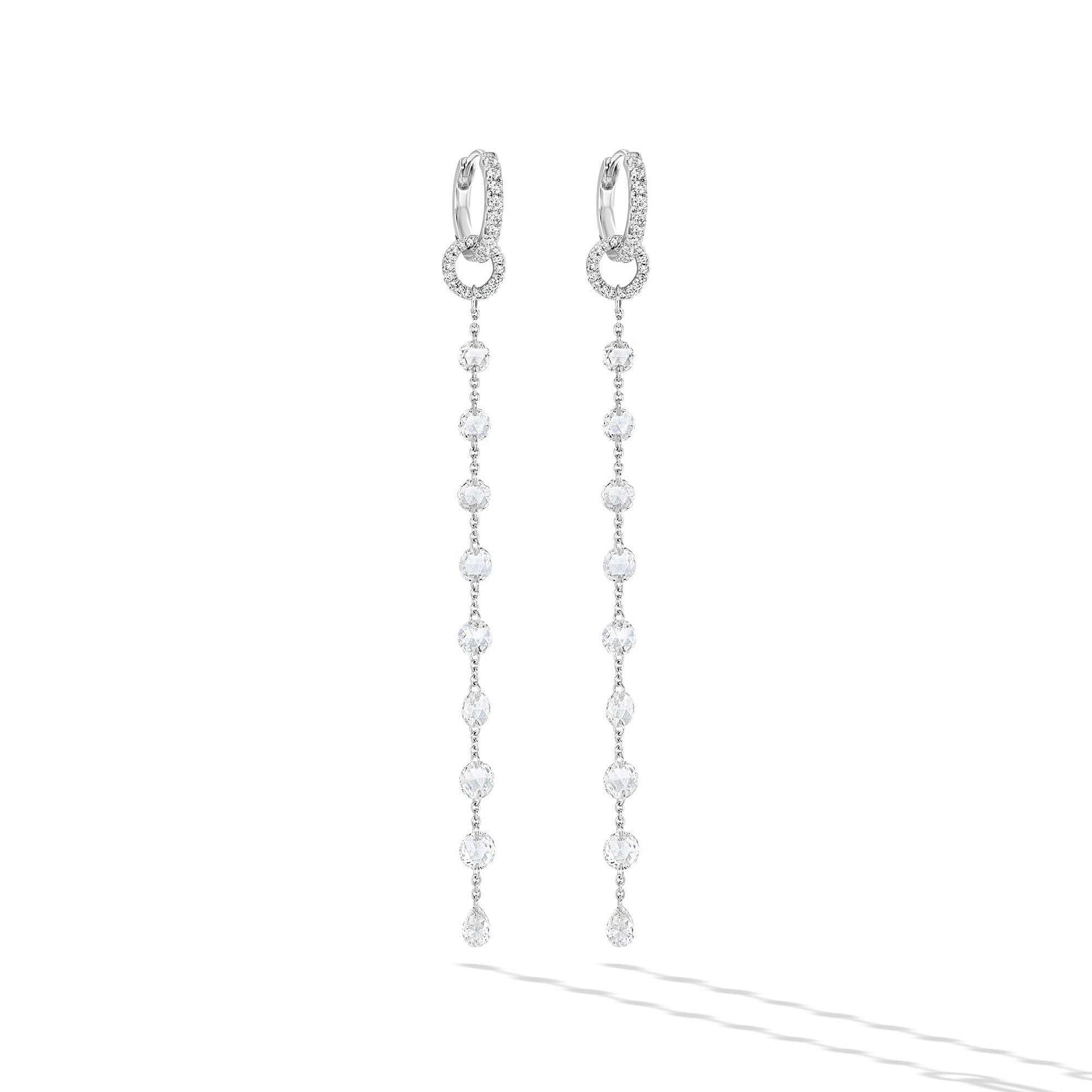 Image of 64Facets thin rose cut diamond single drop tassel earring