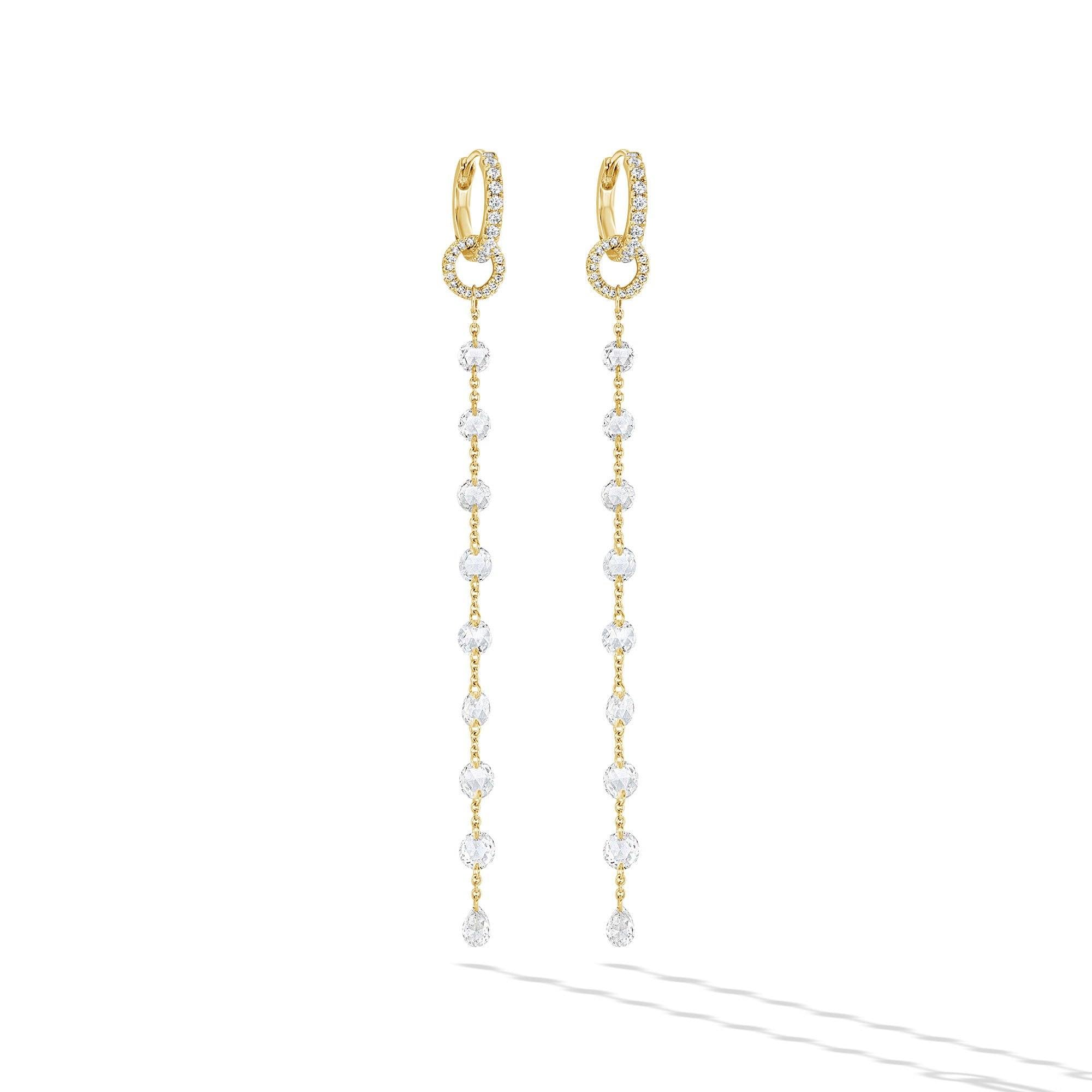 Image of 64Facets thin rose cut diamond single drop tassel earring