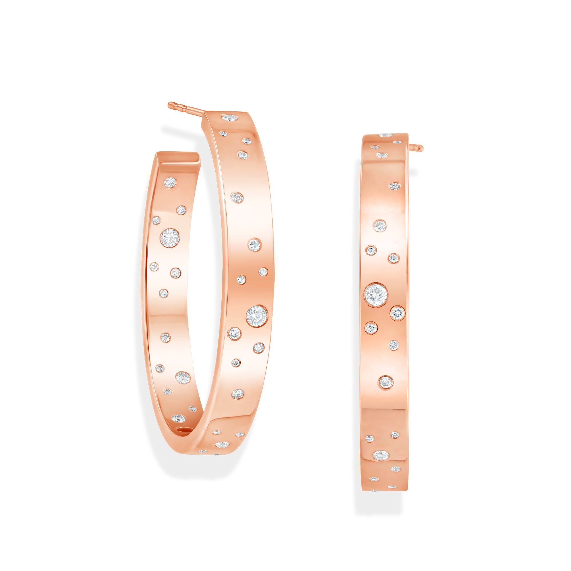 Image of 64Facets gold and diamond hoop earrings with rose cut diamonds and 18k gold