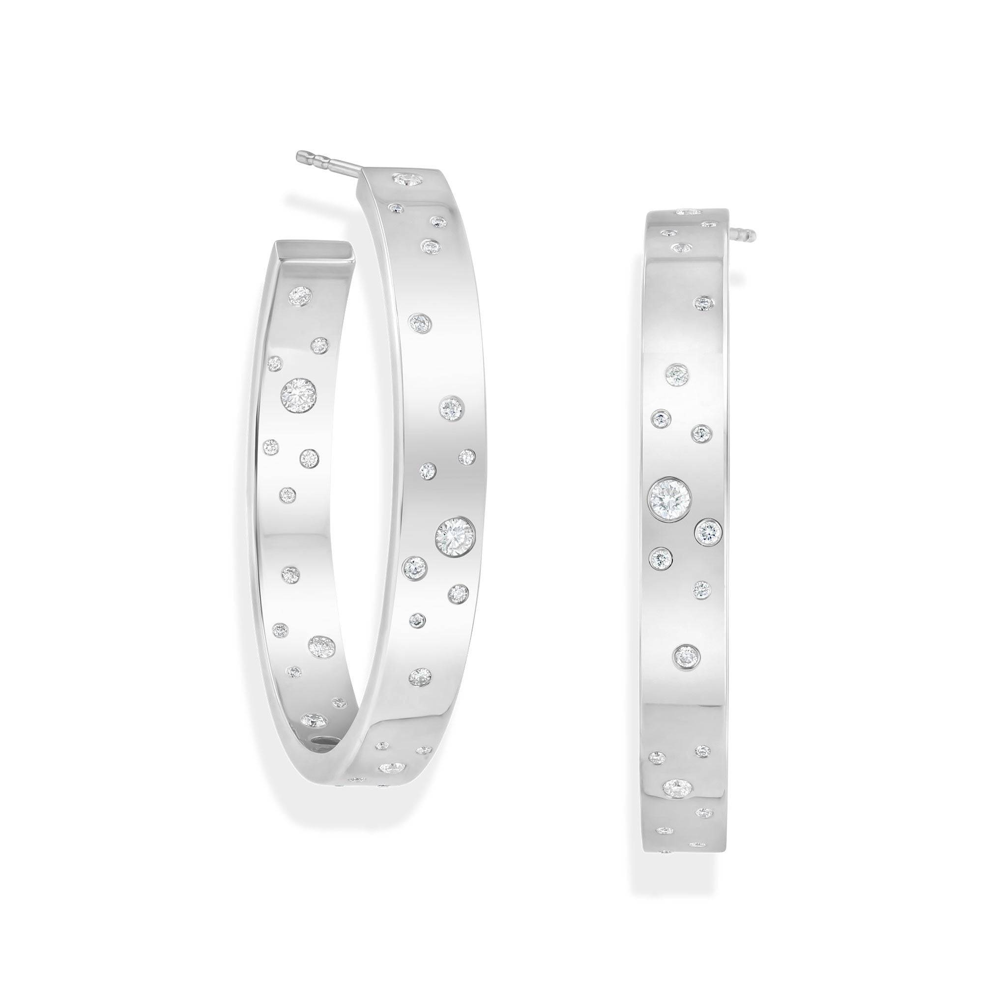 Image of 64Facets gold and diamond hoop earrings with rose cut diamonds and 18k gold