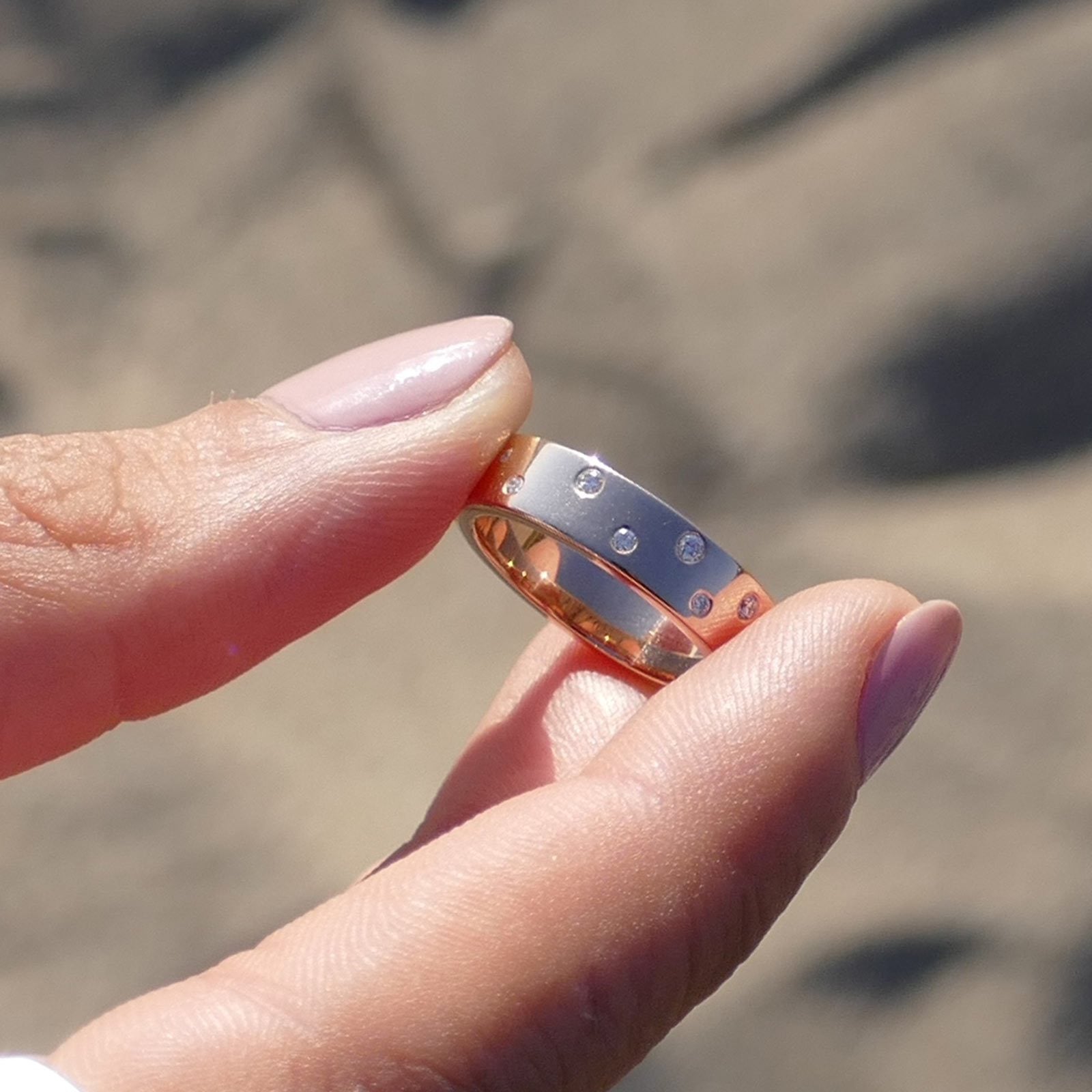 Image of 64Facets Stardust Astral Gold and Diamond Ring with rose cut diamonds 