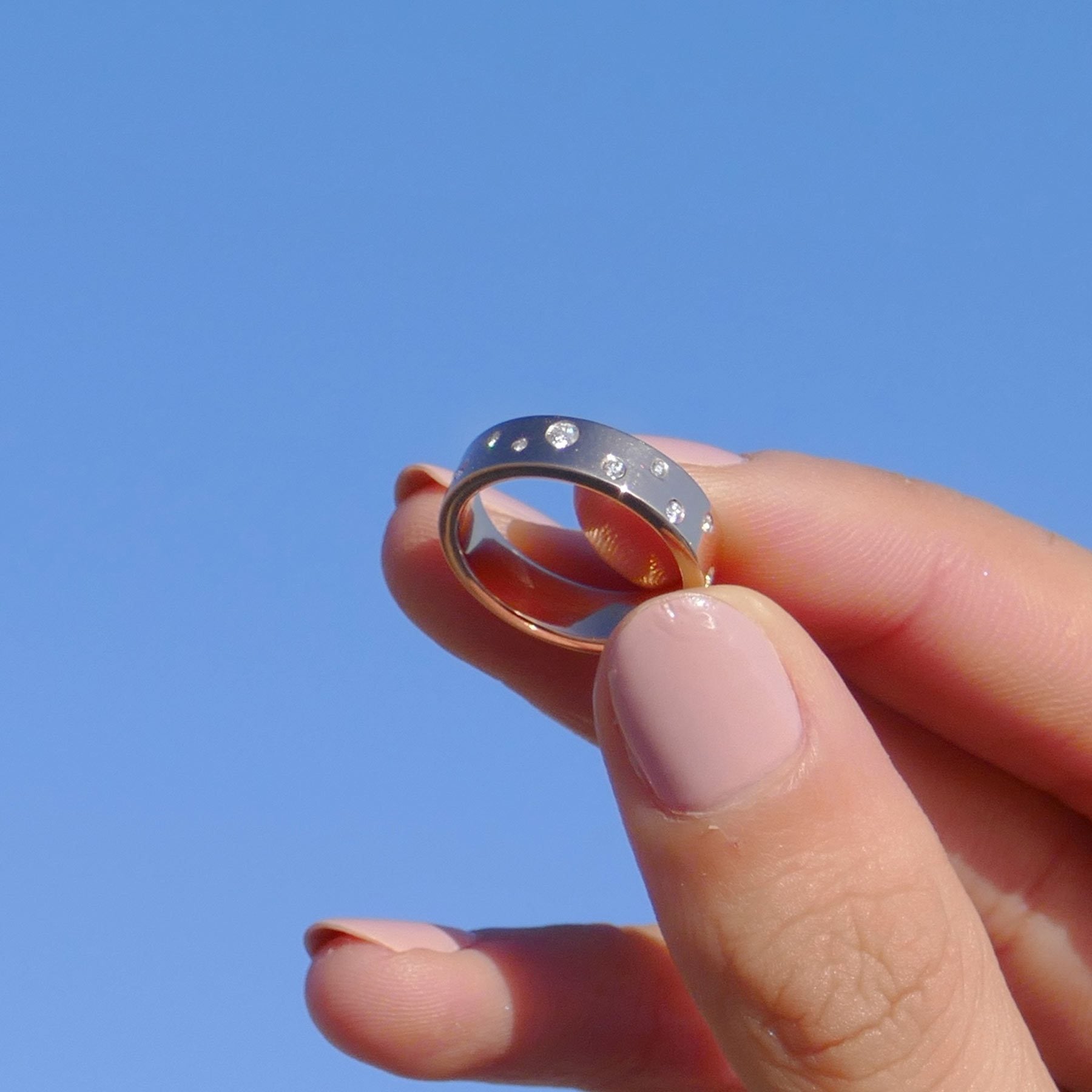 Image of 64Facets Stardust Astral Gold and Diamond Ring with rose cut diamonds 