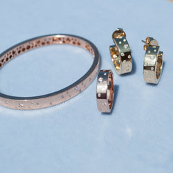 Image of 64Facets Astral Bangle Ring and hoops with 18k gold and rose cut diamonds 
