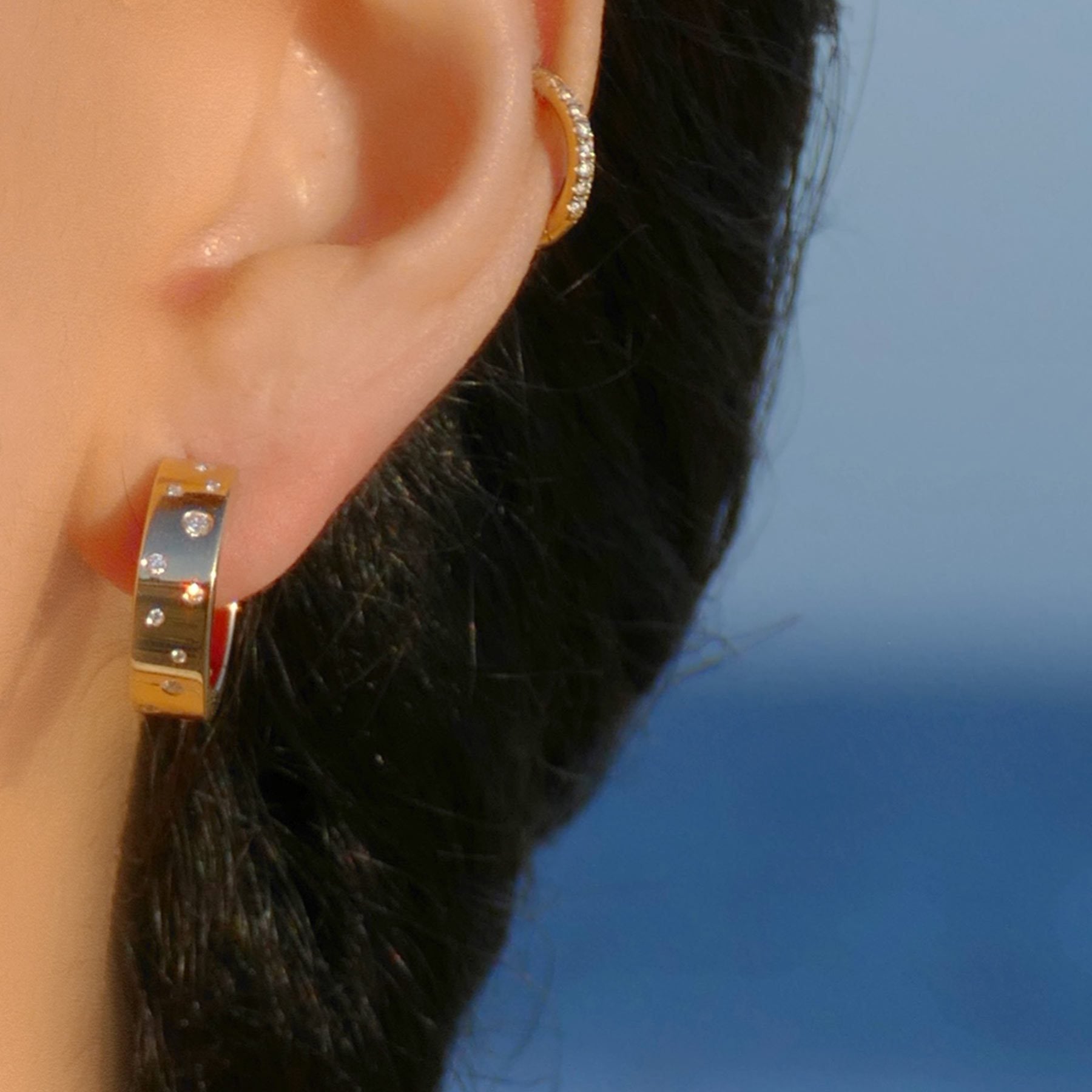 Image of 64Facets Gold and Diamond Hoop Earrings