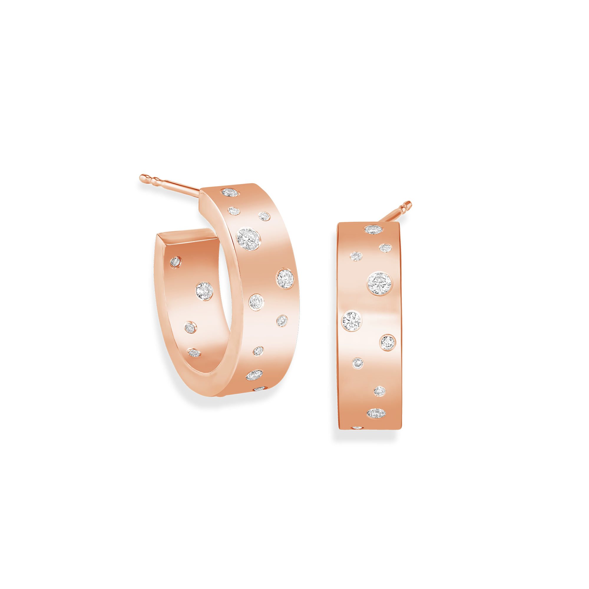 Image of 64facets gold and diamond Stardust Astral hoop earrings with rose cut diamonds and 18k gold64facets gold and diamond Stardust Astral hoop earrings with rose cut diamonds and 18k gold