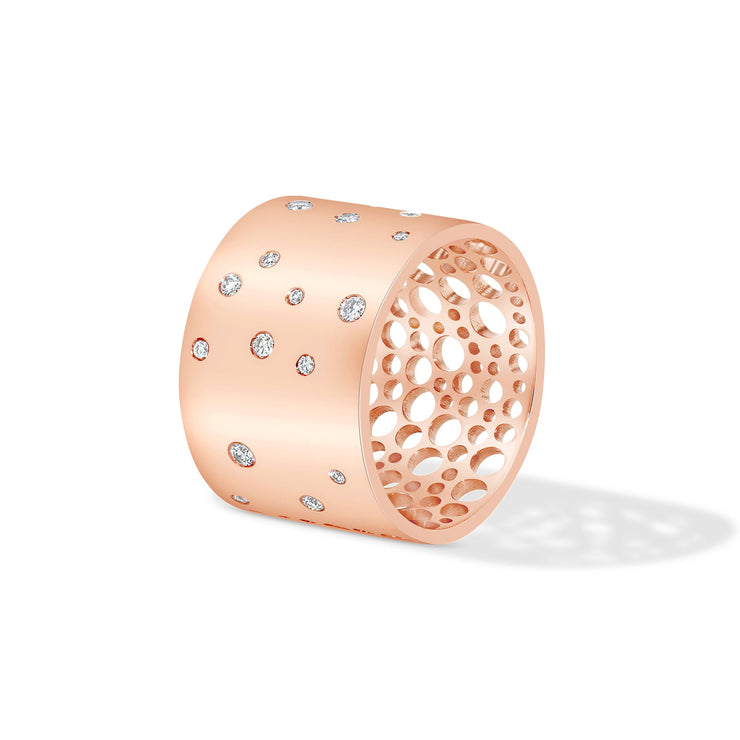 64facets Stardust Astral Statement Ring: 18k gold band speckled with rose-cut diamonds 