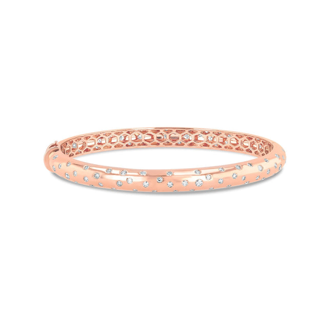 64Facets Stardust Cosmos Hinged bangle in 18K gold with rose cut diamonds