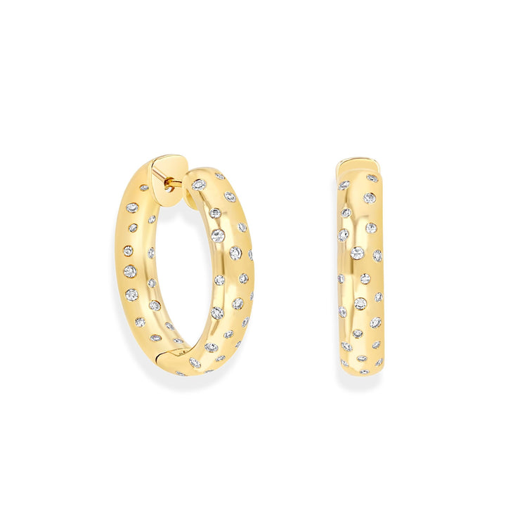 64Facets Cosmos gold and rose cut diamond hoop earrings