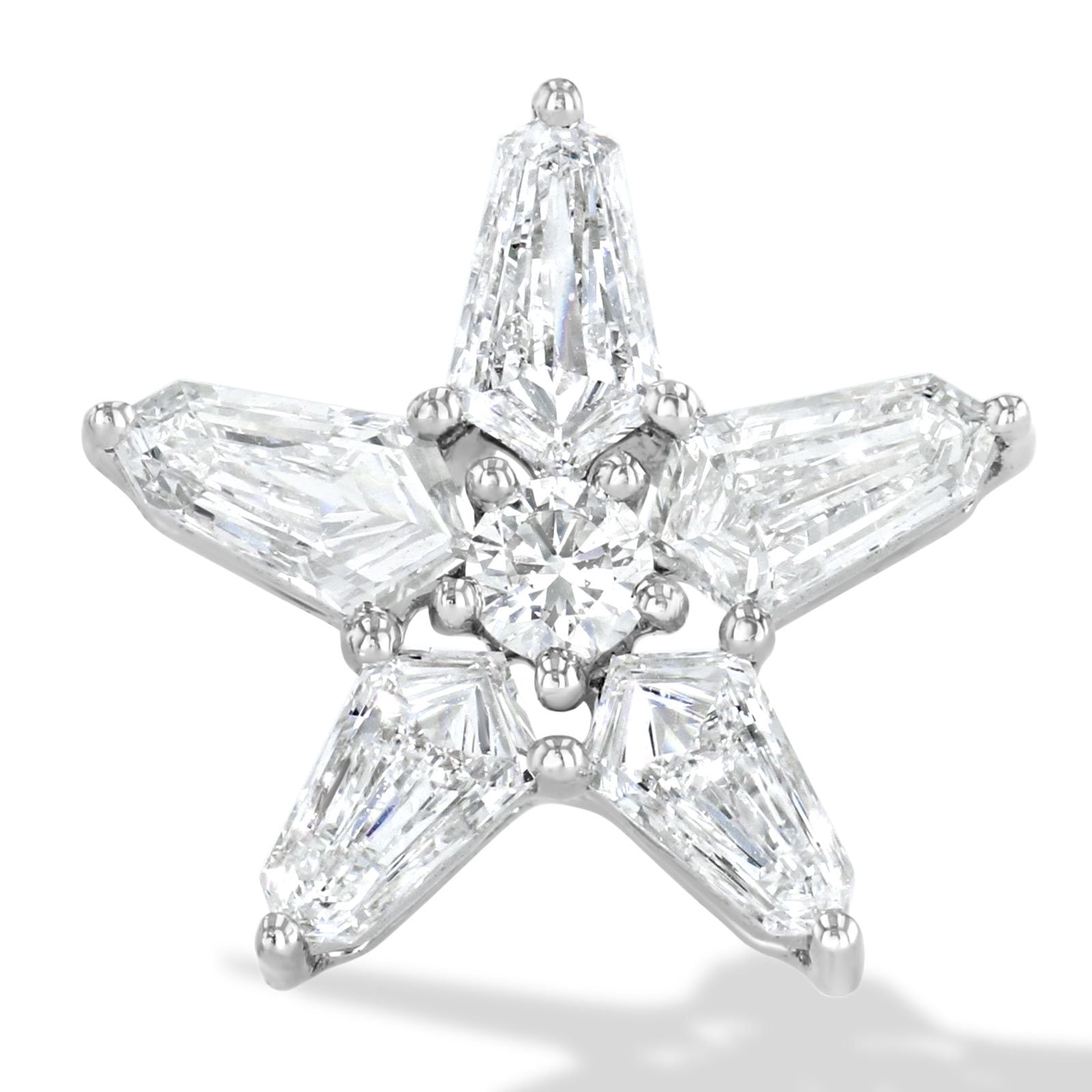 Sirius Star Studs I Diamond Stud Earrings I 64Facets Fine Jewely Single (1 Earring) / White Gold