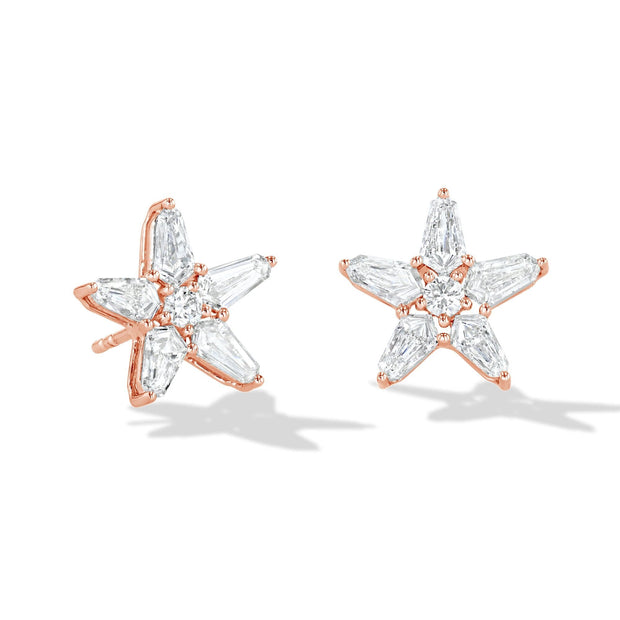 64Facets diamond star shaped stud earrings