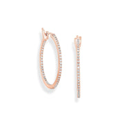 Micro pave diamond think hoop earrings in 18k gold