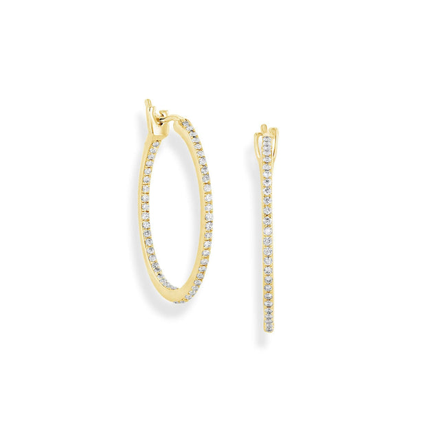 Super Thin Pave Diamond Hoop Earrings | 64Facets Fine Jewelry