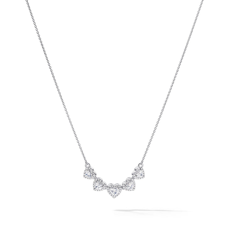 Timeless Rose Heart Pendant Necklace - 5 Hearts