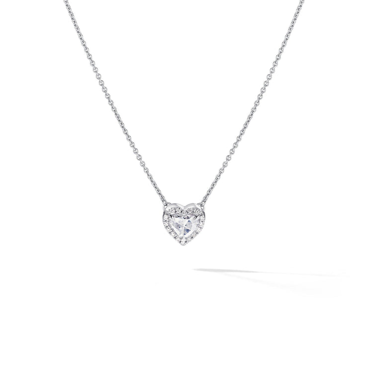Timeless Rose Heart Solitaire Pendant Necklace